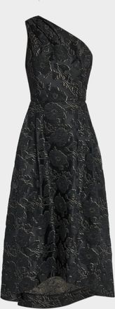 Shoshanna Georgie Metallic Jacquard One-Shoulder Gown