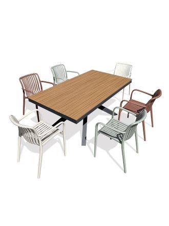 DCB Garden Lamu - Conjunto De Comedor De Jard&iacute;n De Aluminio Para 6 Personas - Antracita - Dcb Garden