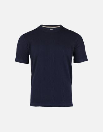 HUGO BOSS Mens BOSS Structure T-Shirt, Dark Blue - Black - Size: 36