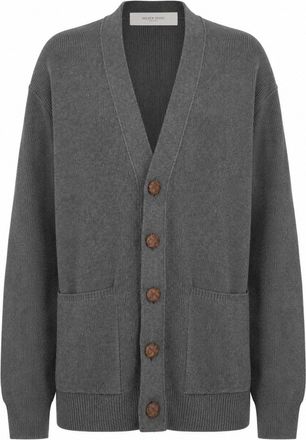 Golden Goose Oversized Grey Cotton Cardigan with Logo Detail