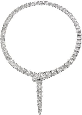 Bulgari Full Diamond And White Gold Serpenti Viper Necklace