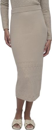 DKNY Dkny Lacey Stitch Midi Skirt With Side Slit