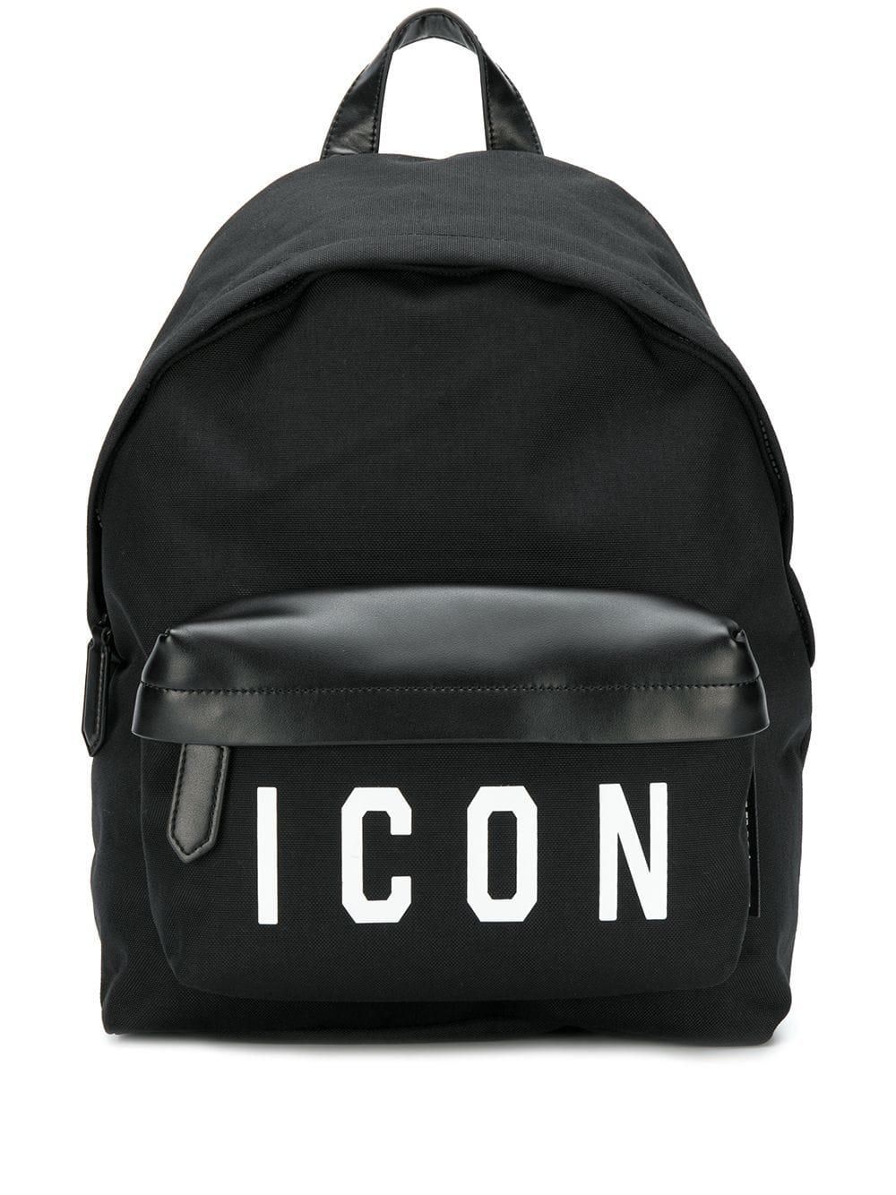 dsquared leather backpack D2 Monogram over multicolour monogram design Dsquared2 Backpack - Black -