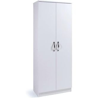 MondoViro Zapatero de madera blanca 2 puertas con 5 estantes 71x38 cm 182h