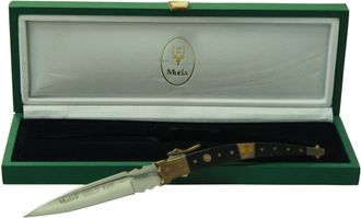 OEM Navaja De Colecci&oacute;n Muela, Mb Mb-9m, Cachas De Madera Prensada Negra Y Lat&oacute;n, Hoja De 9 Cm, 110 Gramos, Tama&ntilde;o Total 20,5 Cm + Tarjeta Multiusos De Re