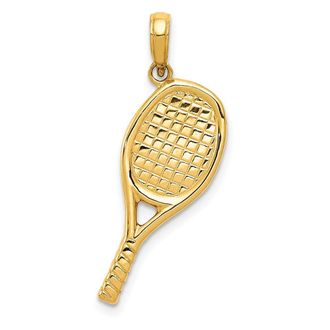 Diamond2Deal 14k Yellow Gold 3-D Racquetball Pendant
