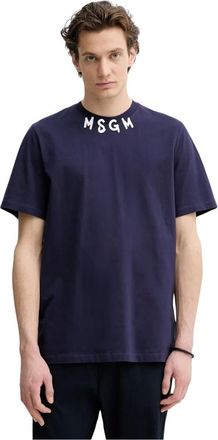 Msgm T-shirt con stampa logo - - Tops - Uomo - Blu - S
