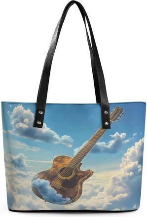 Generic Guitar In The Sky Tote Bags for Women Cute Shoulder Purses Handbags