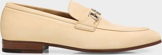 Ferragamo Men & apos;s Grained Leather Moccasin Loafers with Gancini Ornament