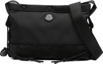 Moncler Borsa messenger con placca logo - Nero