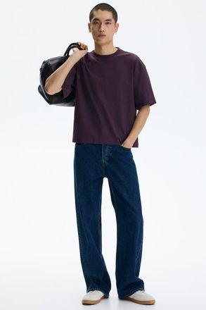 H&M Oversized Fit T-shirt in Dark Purple at Nordstrom, Size X-Large