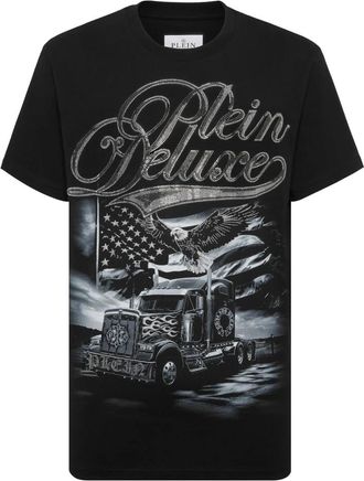 Philipp Plein Round Neck T-Shirt Truck Stones - Heren - T-shirts - Zwart - S - Katoen - Tops