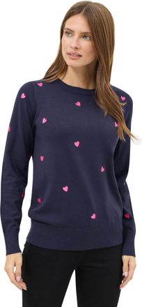 M&Co Womens Blue Embroidered Heart Knitted Jumper - Womens