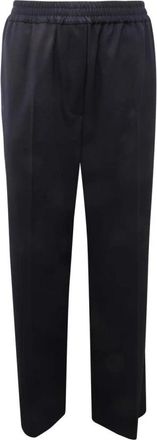 Max Mara Petra Wolle-Mix Broek - Dames - Wijde Broeken - Blauw - M - Wol - Broeken