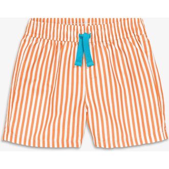 primary Baby Swim Trunk In Stripe in Cantaloupe White Stripe at Nordstrom, Size 12-18M