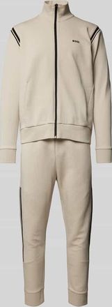 HUGO BOSS Sweatanzug mit Kontraststreifen in Beige, Gr&ouml;&szlig;e XXXL
