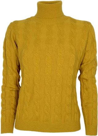 Cashmere Company Dolcevita Treccia - Dames - Coltruien - Geel - XS - Wol - Truien & Vesten