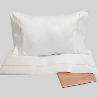 Casa da Laura S&aacute;banas 100% algod&oacute;n 200 hilos liso rosa cama 150/160 2 almohadas 50
