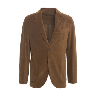 Circolo 1901 Blazers, male, Brown, 4XL, Corduroy Blazer Classic Lapels Patch Pockets