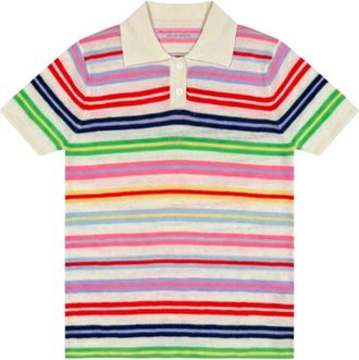 Majestic Filatures Gestreept Kasjmier Poloshirt - Dames - Polos - Veelkleurig - L - Kasjmier - Tops