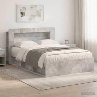 Berkfield Home Bed Frame with Storage Concrete Grey 140 x 200 cm