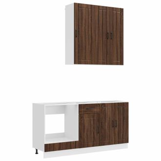 vidaXL Unidad De Cocina Lucca 5 Uds. Marr&oacute;n Roble Madera De Ingenier&iacute;a Vidaxl