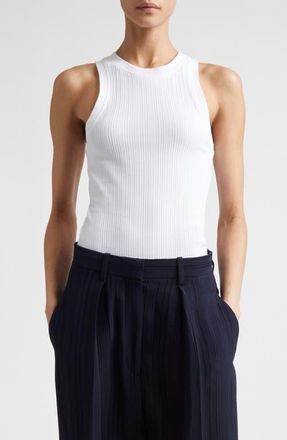 Victoria Beckham Rib Organic Cotton Tank in White at Nordstrom, Size Large