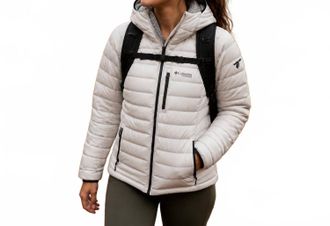 Columbia Crest Down Hooded Jacket In Arctic White