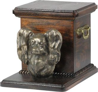 OEM Papillon, Spaniel Continental: Urna Para Cenizas De Perro Con Estatuilla, Elegante Urna Para Perro, Urna &Uacute;nica Con Busto De Perro De Art-dog