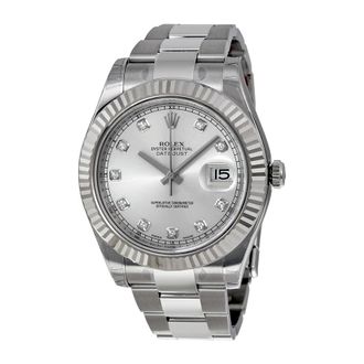 Rolex Pre-owned Rolex Datejust II Silver Dial Stainless Steel Oyster Bracelet Automatic Mens Watch 116334SDO