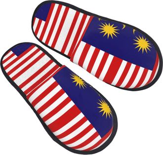 Generic Breathable House Shoes Malaysia Flag print House Slipper Soft Womens Slippers for Indoor Hotels Winter L