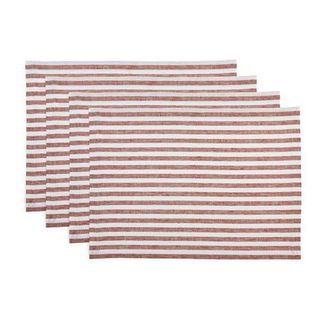 Solino Home Linen Placemats - Amalfi Stripe, 14 x 19 in Cinnamon And White at Nordstrom, Size Medium