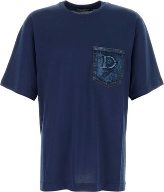 Dolce & Gabbana Oversized Blauw Katoenen T-shirt - Heren - T-shirts - Blauw - XL - Katoen - Tops