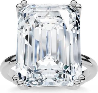 Pompeii3 Certified 10Ct Emerald Cut Diamond Solitaire Engagement Ring 14k Gold Lab Grown