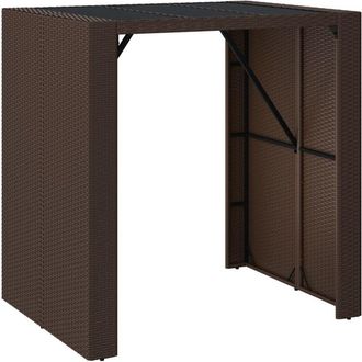 vidaXL Mesa bar con superficie cristal ratán pe marrón 105x80x110 cm Vidaxl