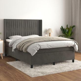 vidaXL Cama Box Spring Con Colch&oacute;n Terciopelo Gris Oscuro 140x190 Cm Vidaxl