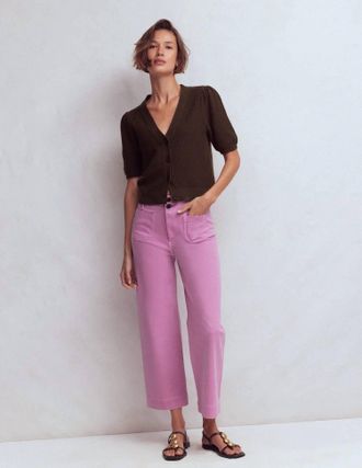 Boden Hayley Cotton V-Neck Cardigan In Espresso
