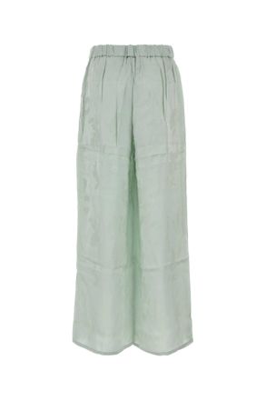 Calvin Klein Womens Pastel Light-Blue Satin Pyjamas Pant Palemeadowfloralcuttingsjacquar Exterior: Viscose Pantaloni Trousers