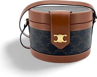 Celine Tambour Triomphe Coated Canvas Black Canvas Handbag (Pre-Owned)