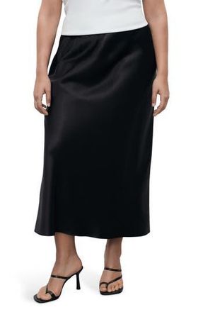 Mango Mia Satin Maxi Skirt in Black at Nordstrom Rack, Size X-Large