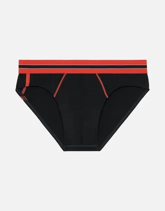 HOM Hom Mens Run Sports Contrast Micro Brief, Black/red - Size: 35/34/32