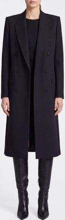 Tom Ford Cappotto lungo doppiopetto in lana con rever a lancia