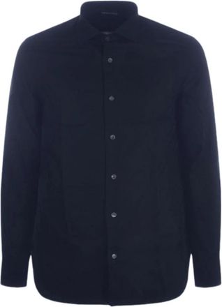 Emporio Armani Regular Fit Katoenen Overhemd - Heren - Casual Overhemden - Blauw - L - Katoen - Overhemden