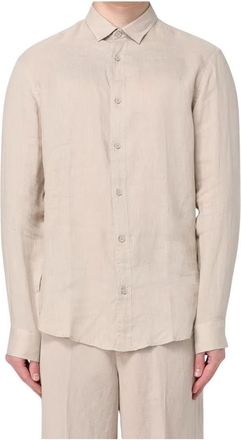 A|X Armani Exchange Basic Linnen Overhemd - Heren - Casual Overhemden - Beige - 2XL - Linnen - Overhemden