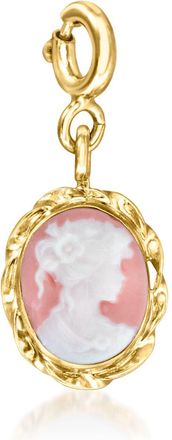 Ross-Simons Italian Pink Porcelain Cameo Charm in 18kt Gold Over Sterling