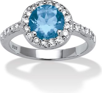 Palm Beach Jewelry Simulated Birthstone and CZ.925 Silver Ring