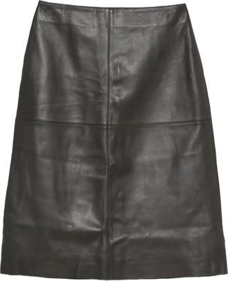 SOEUR leather A-line skirt - Brown