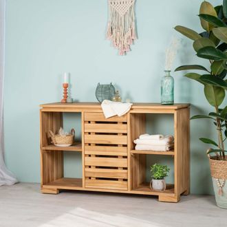 Wanda Collection Wanda Collection - Mueble C&oacute;moda Aparador Para Cuarto De Ba&ntilde;o De Teca Maciza 120 Cm
