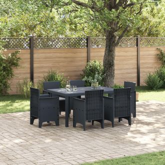 Berkfield Home 7 Piece Garden Dining Set with Cushions Anthracite Poly Rattan