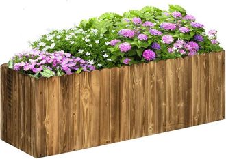 OUTSUNNY Raised Flower Bed Garden Container Box Planter Display Wood 120x40x40(cm)